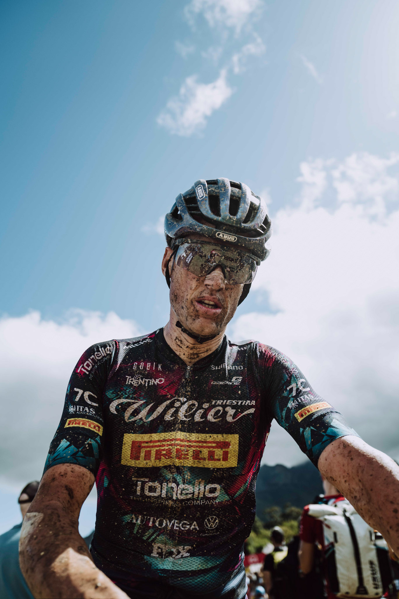 Cyclist Wout Alleman wearing Alba Optics sunglasses, riding a mountainbike